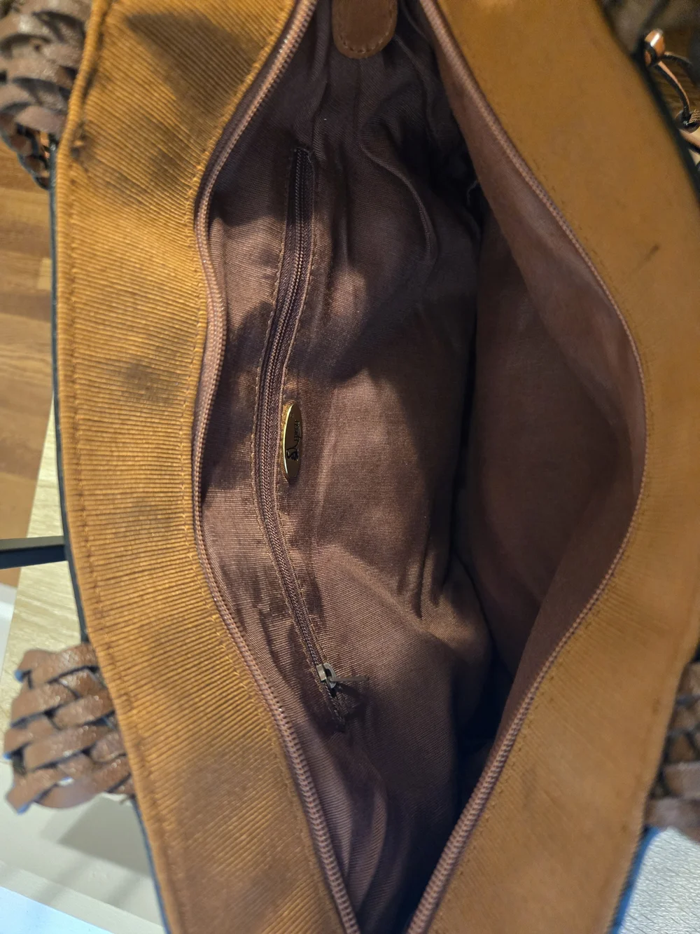 Aspects Woven Net Leather Tote Bag in Brown - Picture 6 of 10